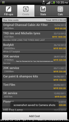 Fuellog tracking on the maintenances cost of the vehicle