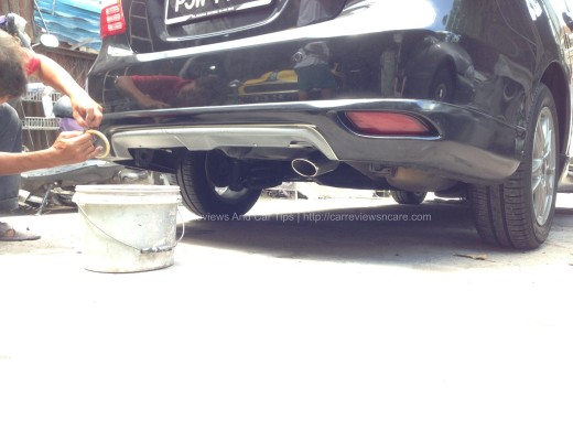 Affix Masking Tape on Rear Bumper