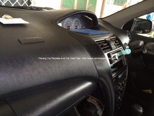 Carbon Fiber Vinyl Passenger view in Toyota Vios