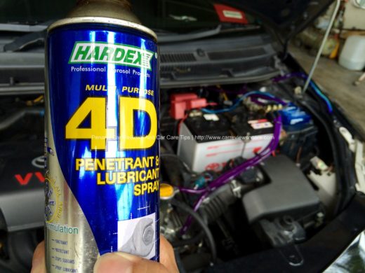 Hardex 4D Penetrant & Lubricant under the engine hood