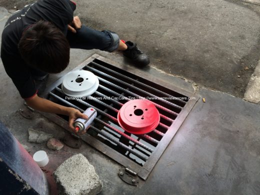 Painting red color on Toyota Vios Drum