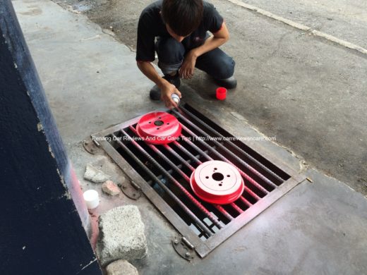 Painting red color on Toyota Vios Drums