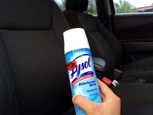 Lysol Disinfection Spray on Car Seats and Carpets