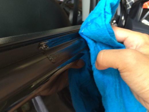 Application of the Armorall Protectant gel on the car door seal rubber