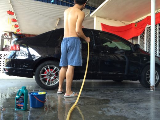 water spray on the top of the car