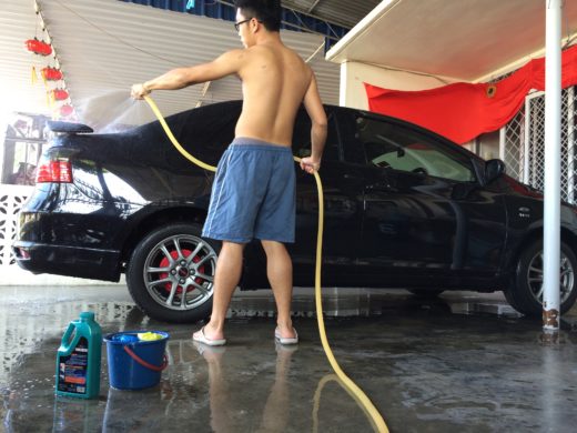 water spray on the back of the car 