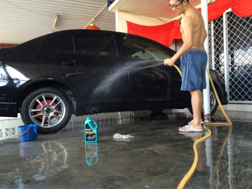 water spray on the side of the car 