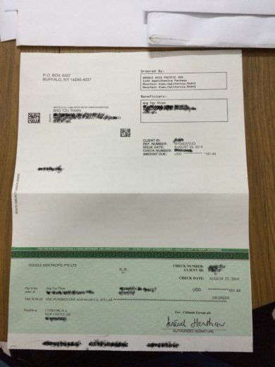 Google Adsense Cheque