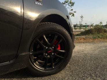 Front Black TRD Wheels with red brake caliper