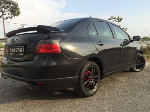 Toyota Vios GT Street and Black TRD Wheels Backview