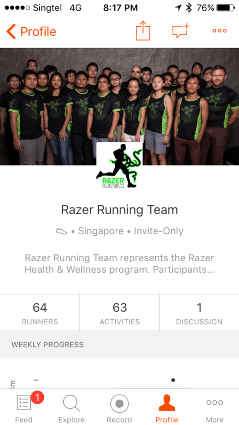 Razer Running Team in Strava