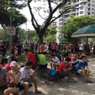 Pokemon maniacs at Yishun Park Singapore on 9th Aug 2016 