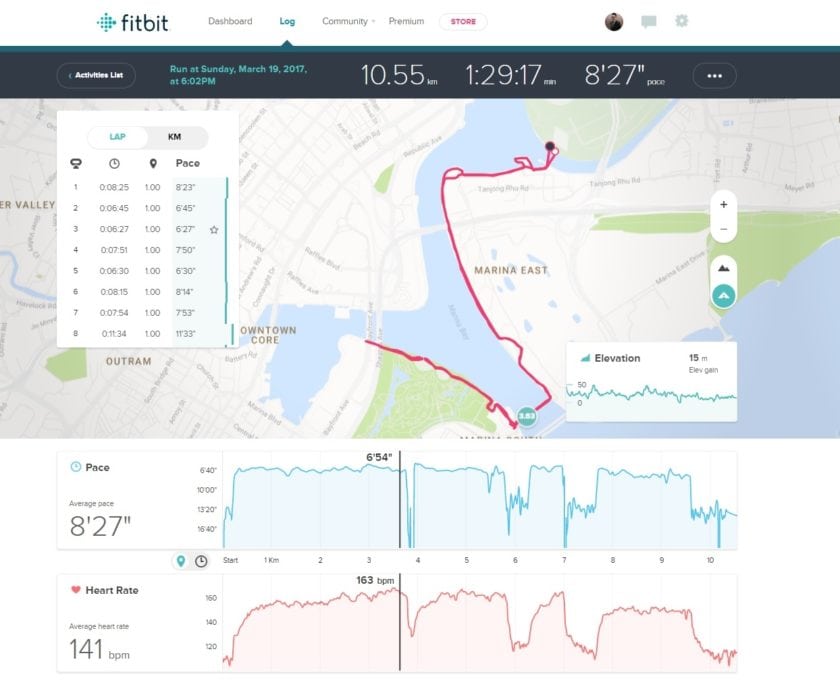 Fitbit Free Run Tracking on Marina Bay