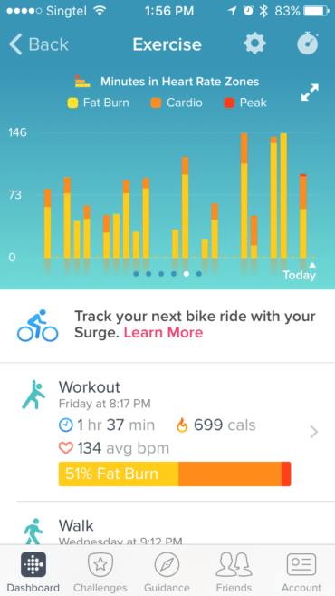 Exercise Activity on Fitbit App