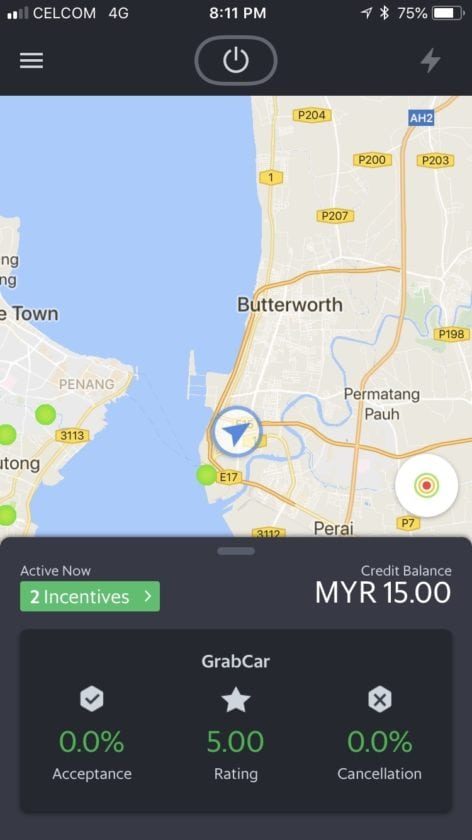 Grab Driver earning example