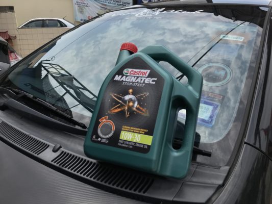 Castrol Magnetic Engine Oil on Toyota Vios Windscreen