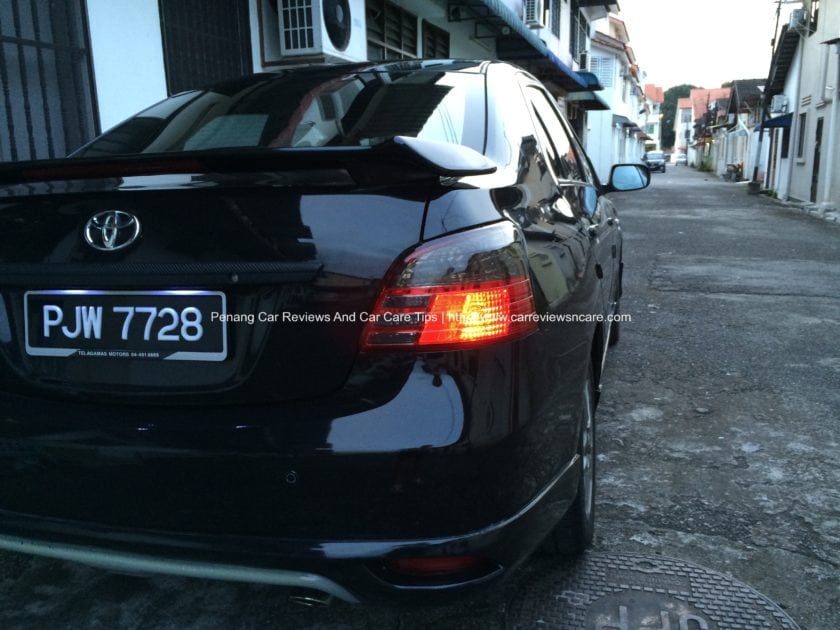 Rear View of Toyota Vios with Tinted Rear Lamp