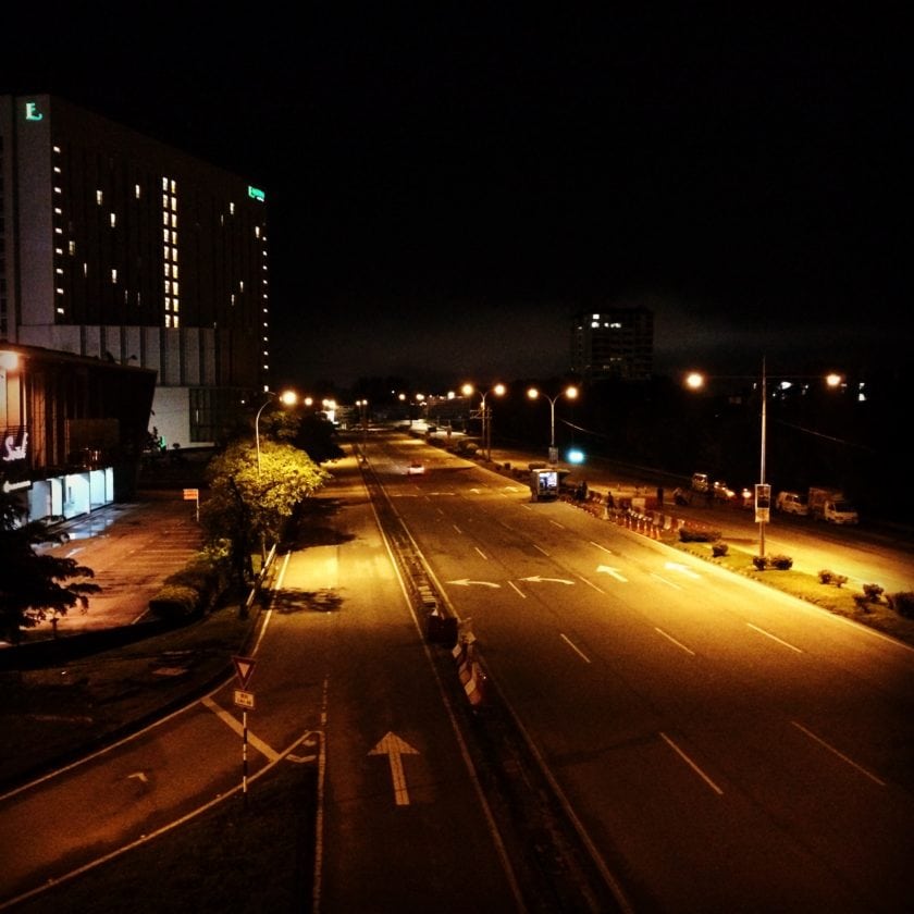 Empty street for marathoner