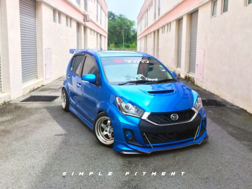 Blue Perodua Myvi with Body KIts