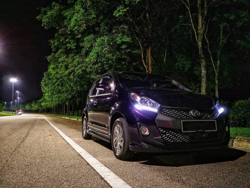 Purple Perodua Myvi Nightshot