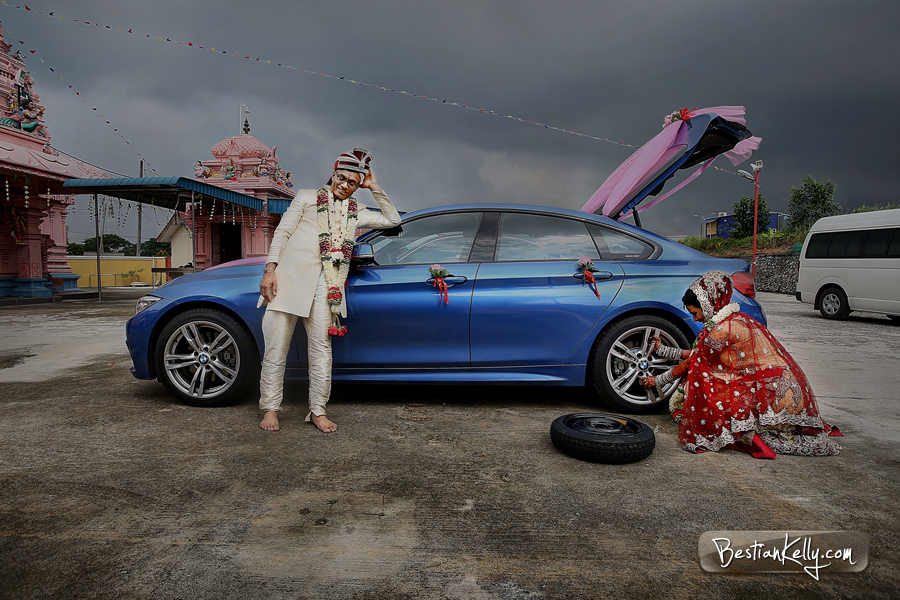 Indian Wedding with Blue BMW