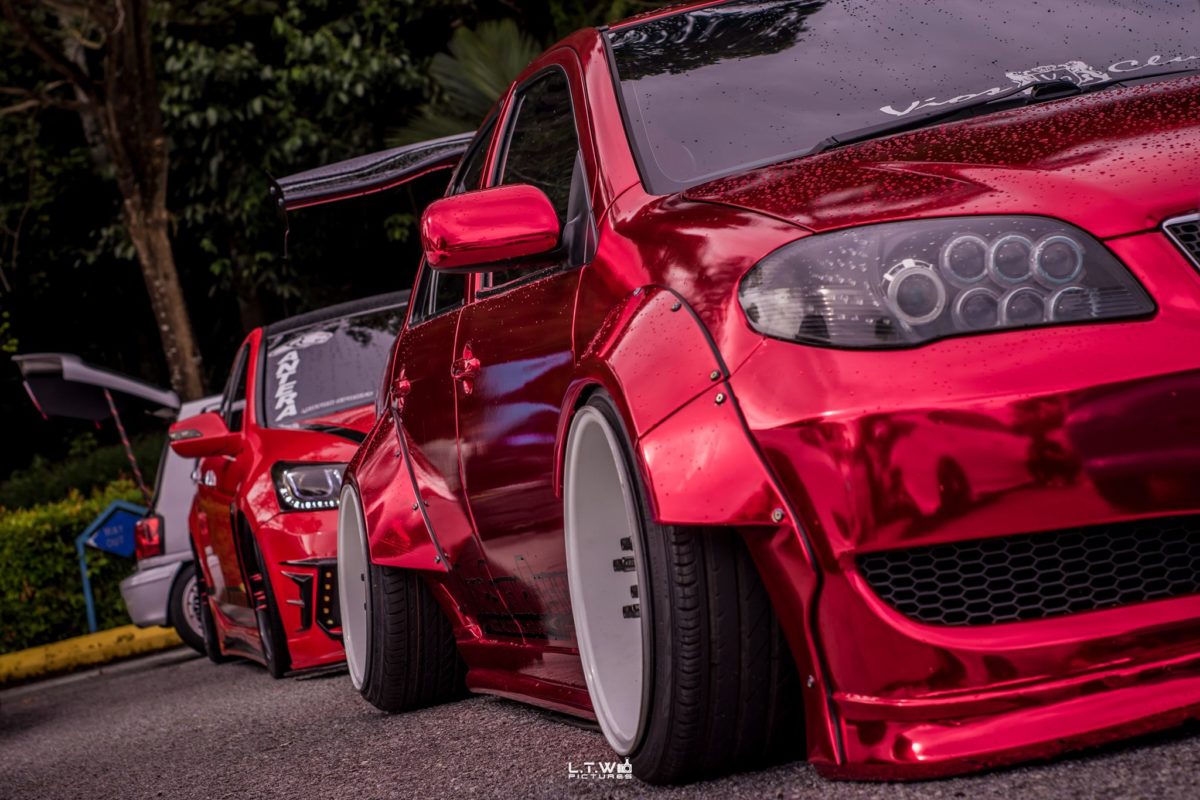 Modified red Toyota Vios