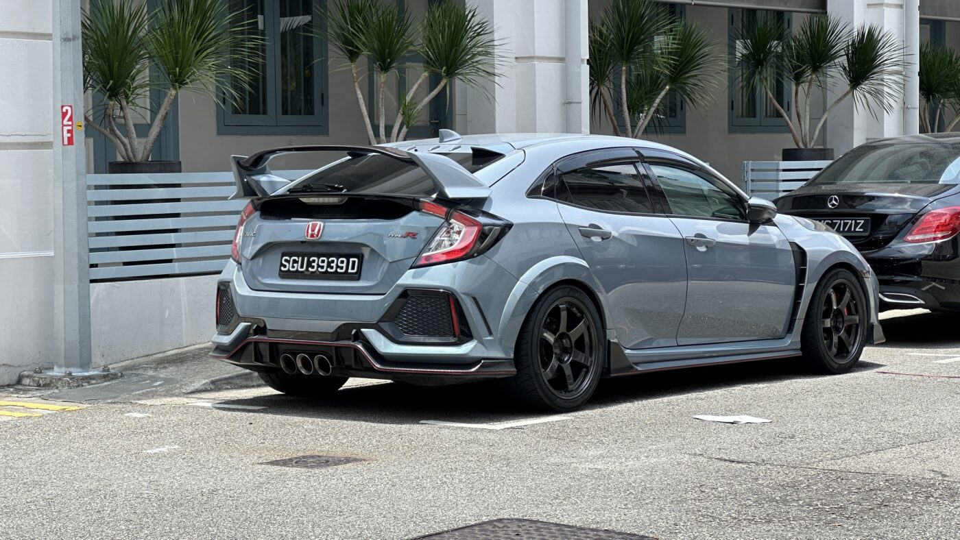 Type-R Honda Civic Hatchback Grey backview